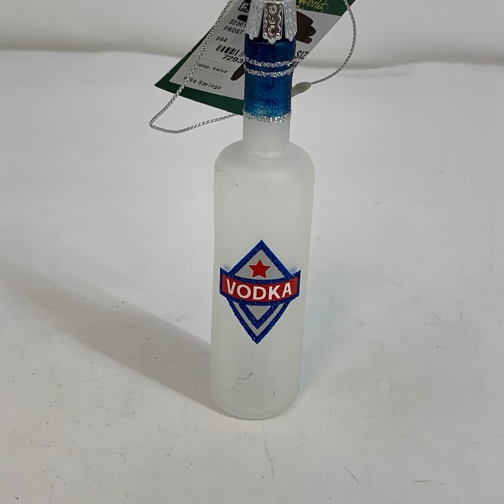 Old World Christmas Vodka Bottle Frosted‎ Glass Barware Ornament New